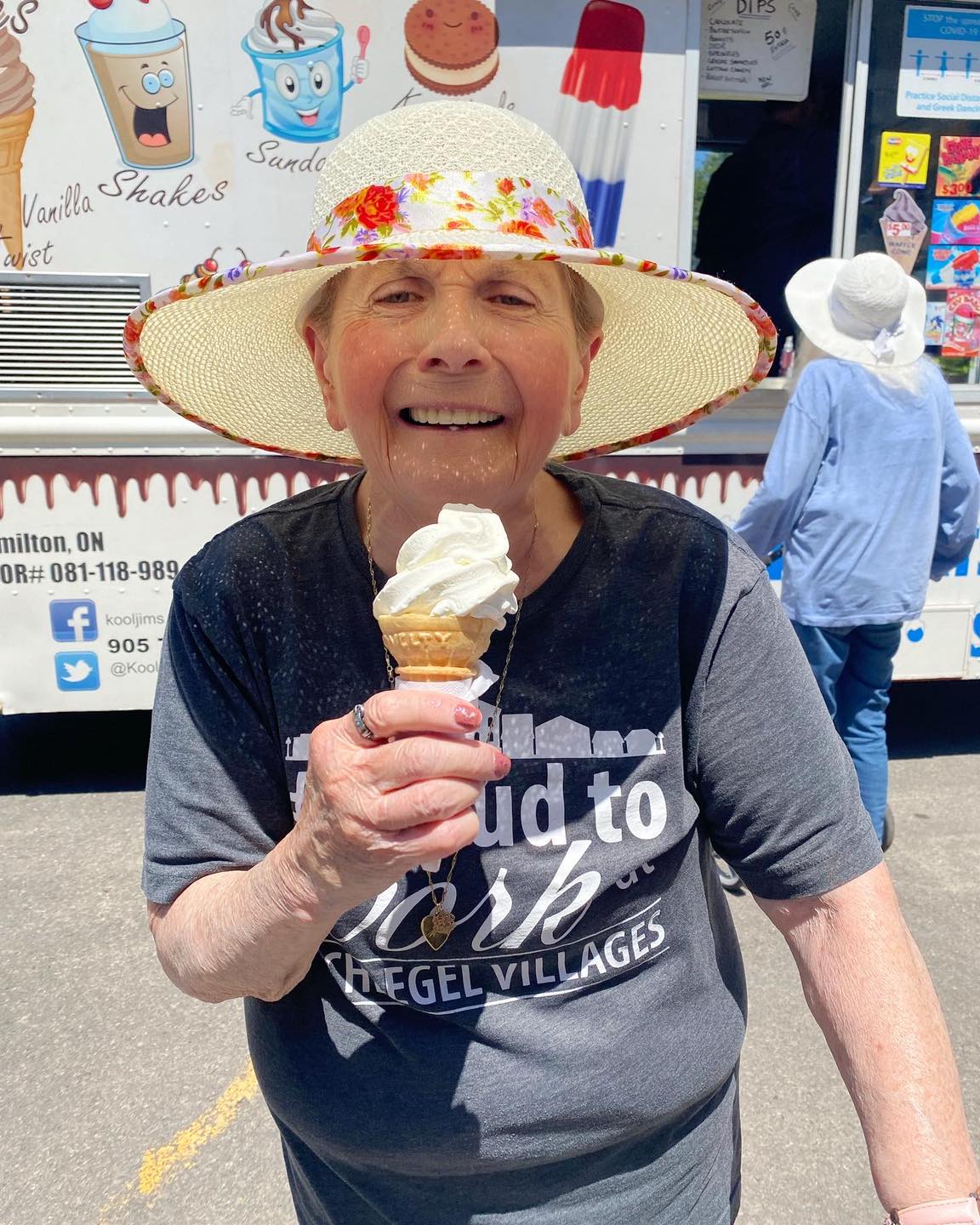 Resident enjoying ice cream outdoors