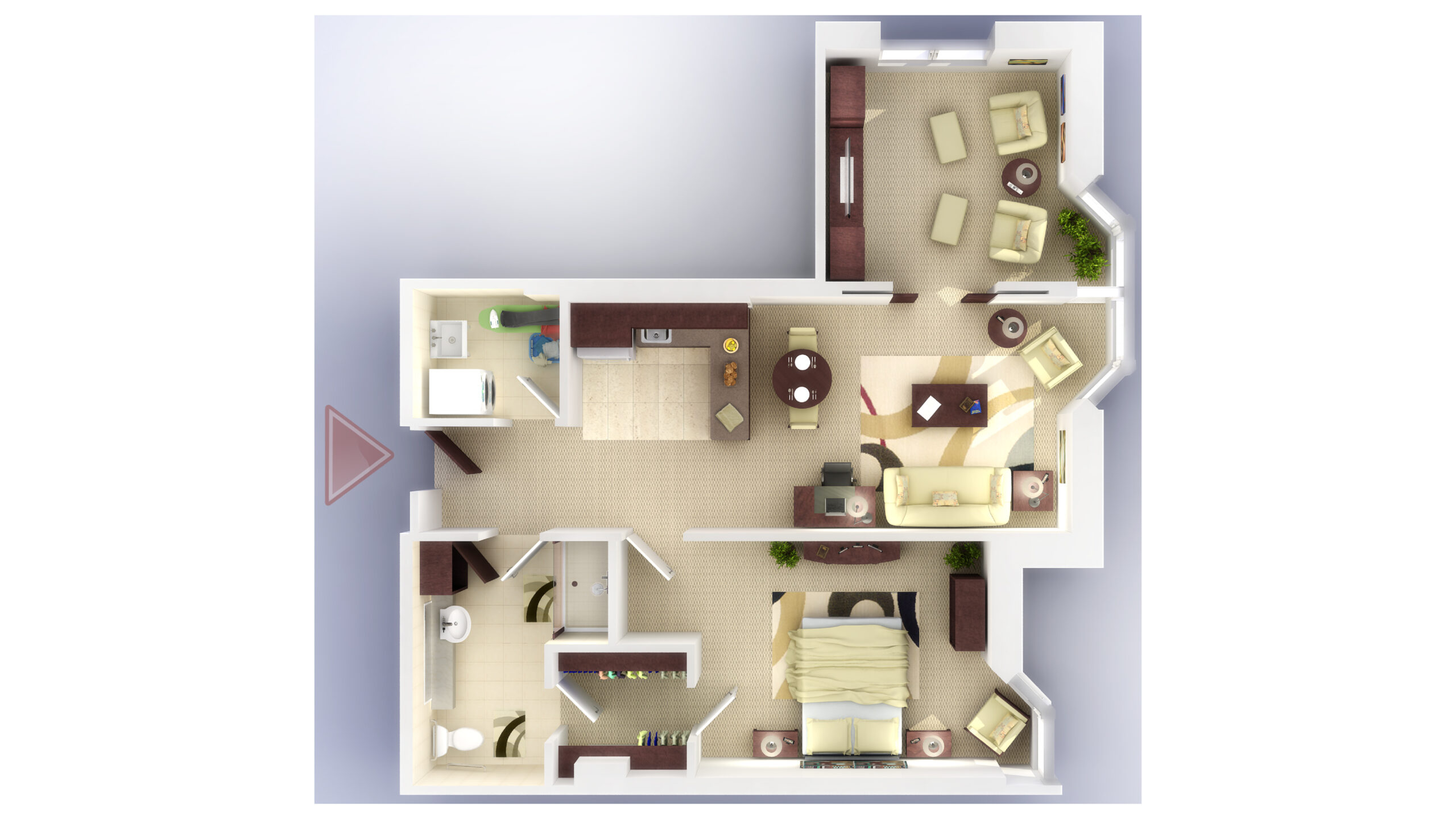 Architectural floor plan of a living unit