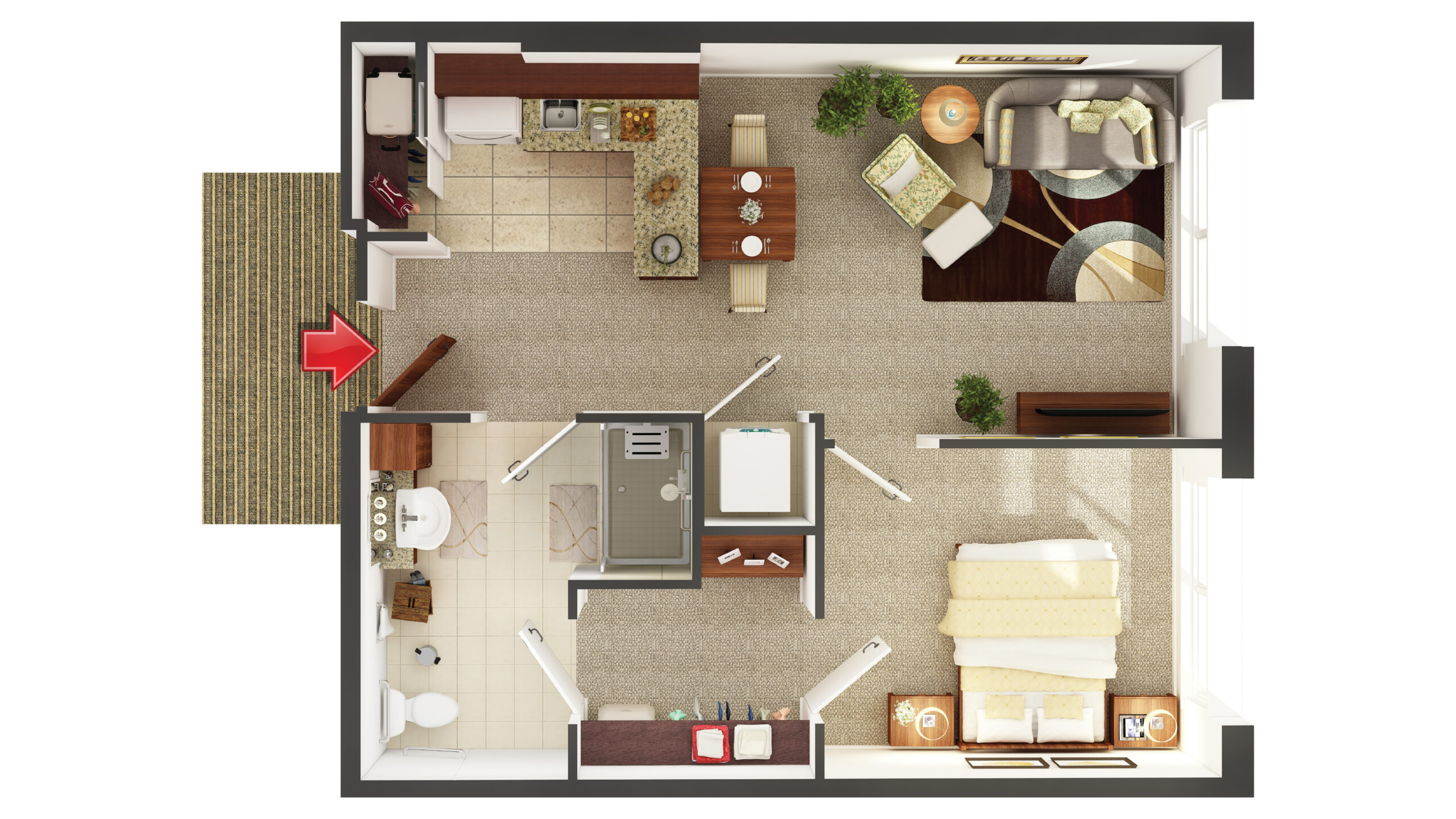 Floor plan of a private resident room