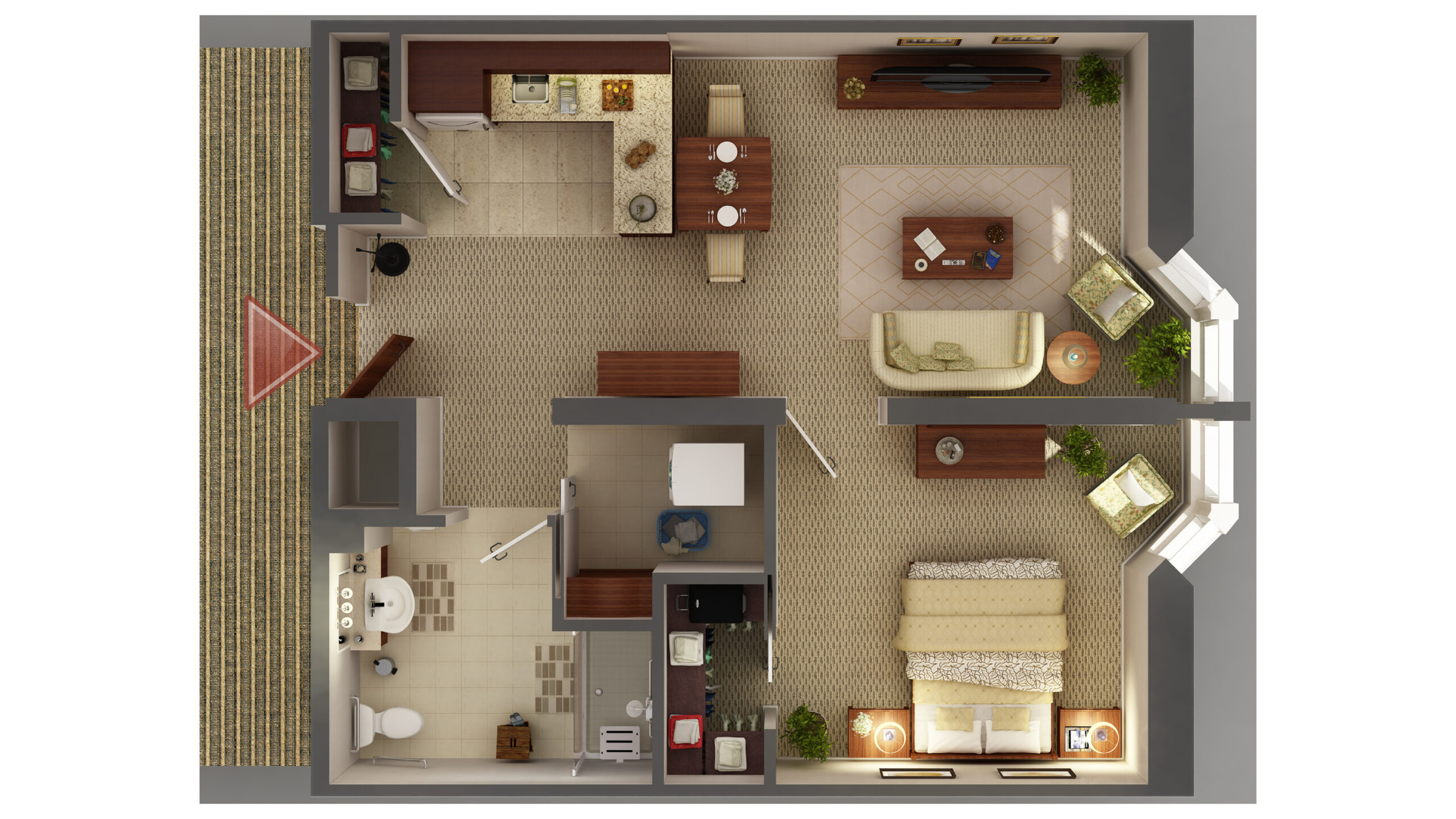 Architectural floor plan of a resident unit.