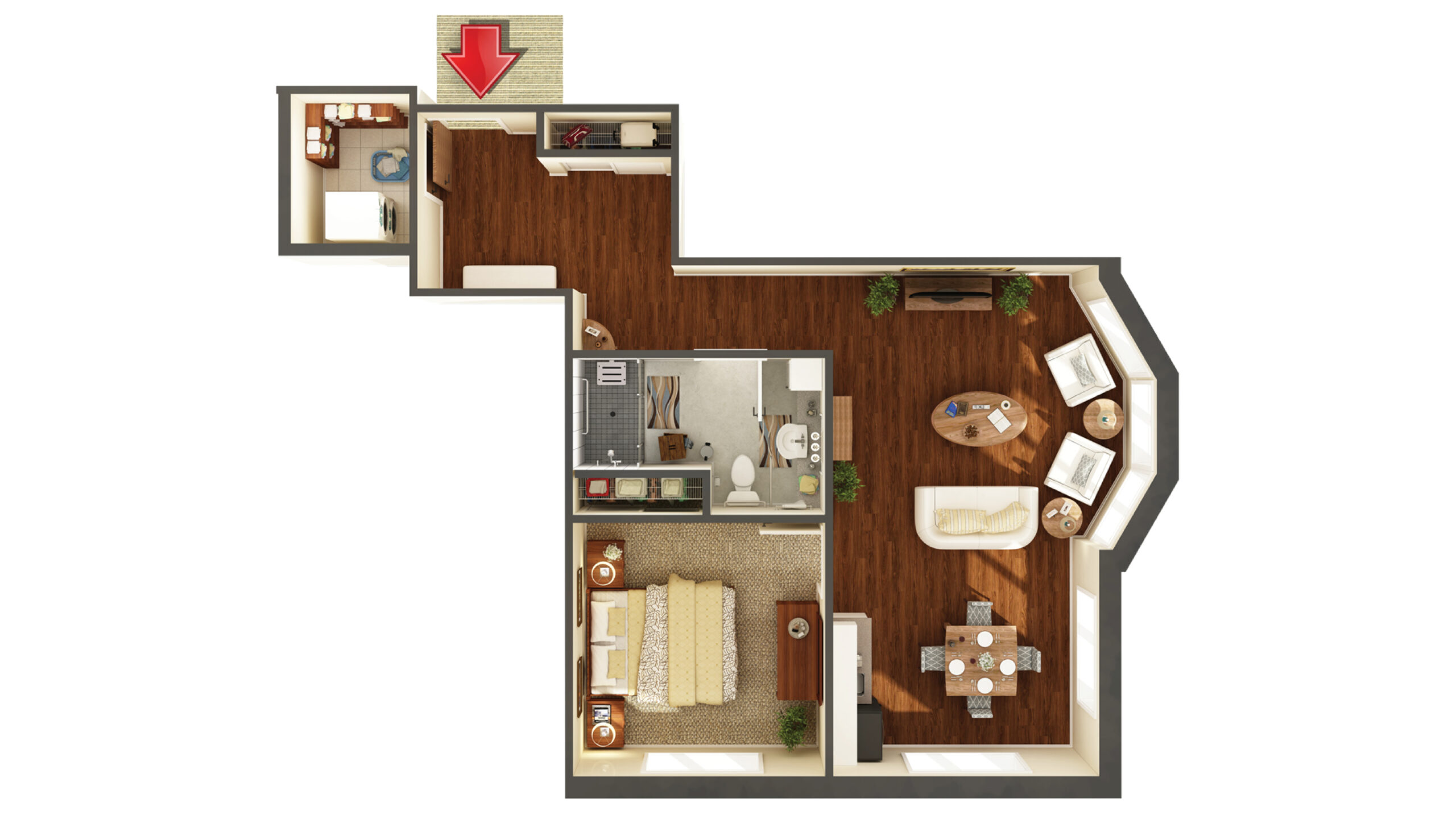 Architectural floor plan of a living space