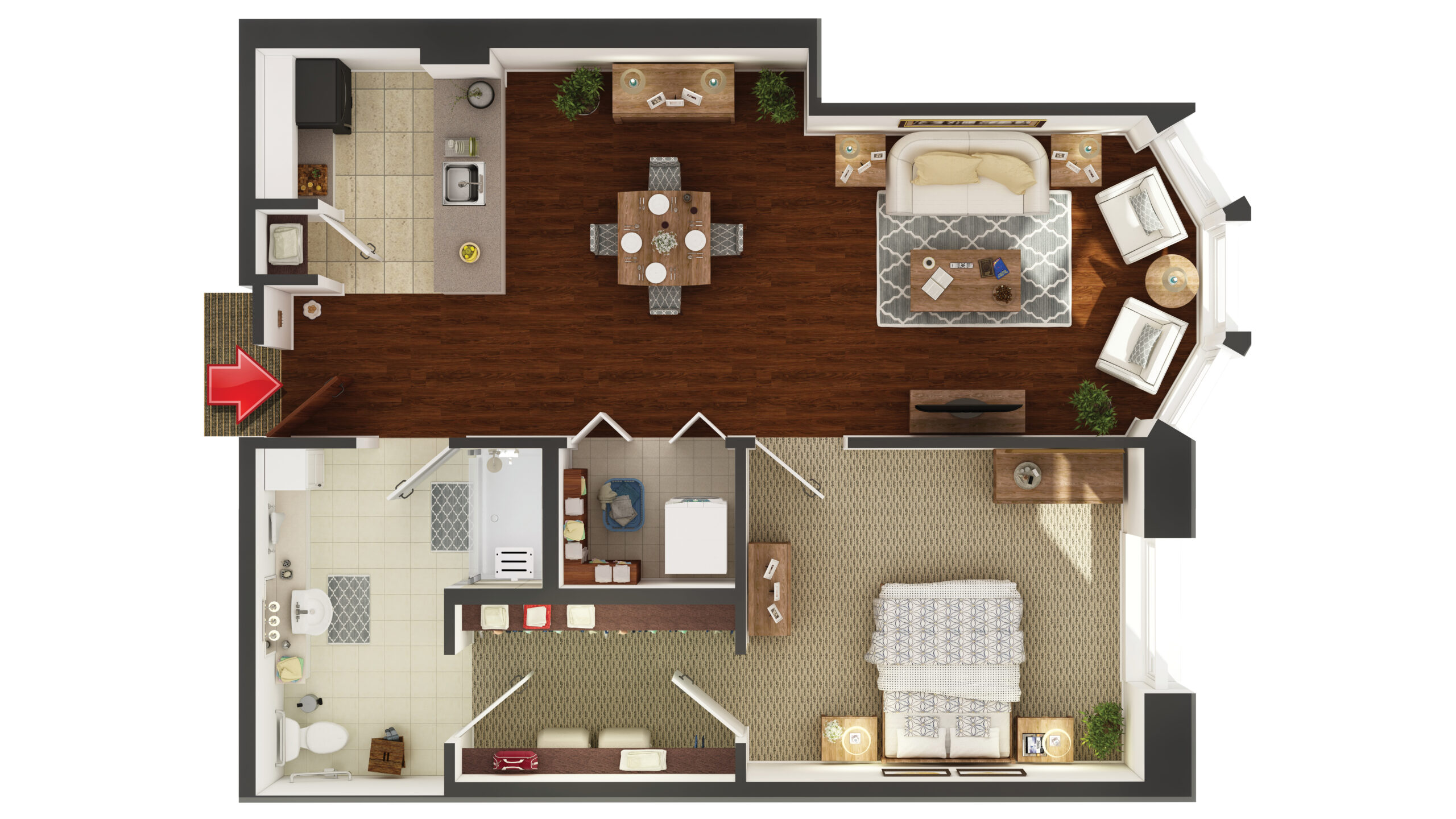 Architectural floor plan layout of a unit