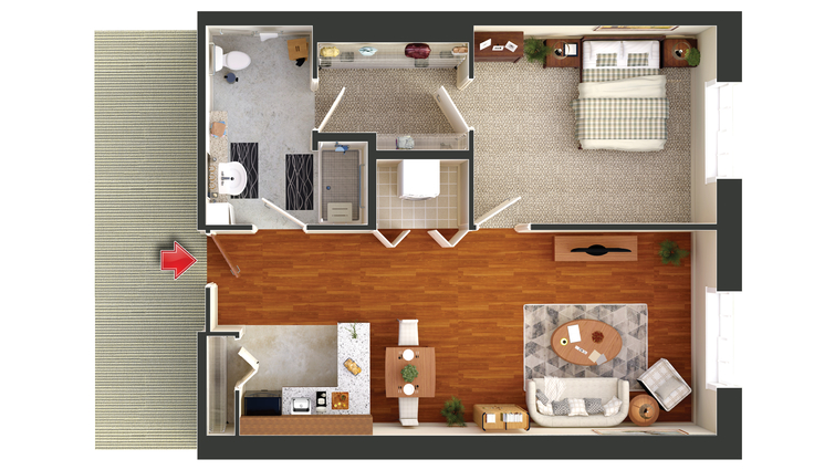 Floor plan of a resident room in the facility.