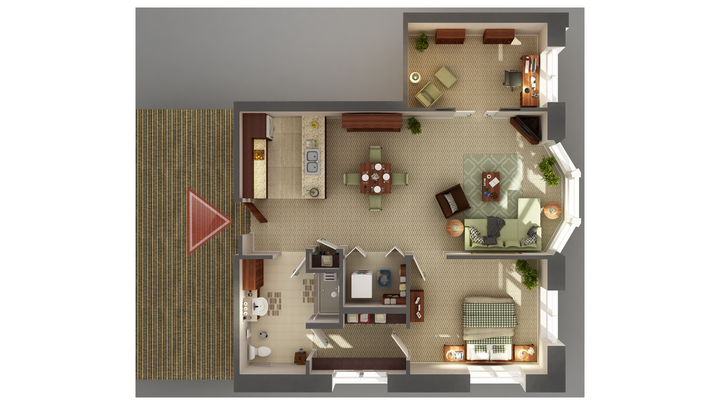 Architectural floor plan of an apartment layout.