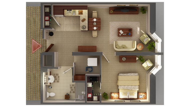 Architectural layout of resident living space.