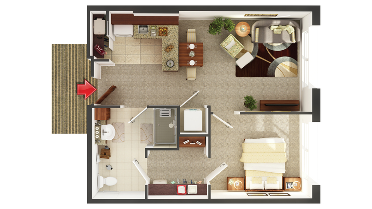 Architectural floor plan layout of a room.
