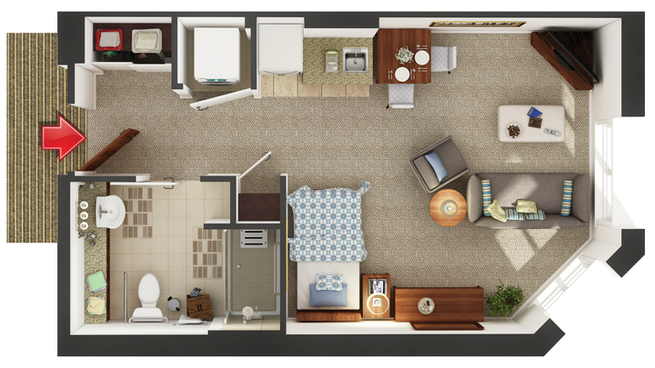 Floor plan of a resident room
