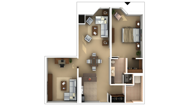 Architectural floor plan of a resident room layout.