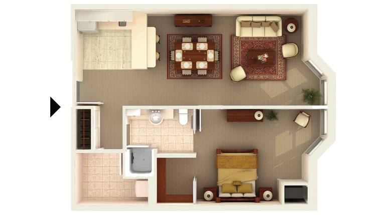 Layout of a private resident room