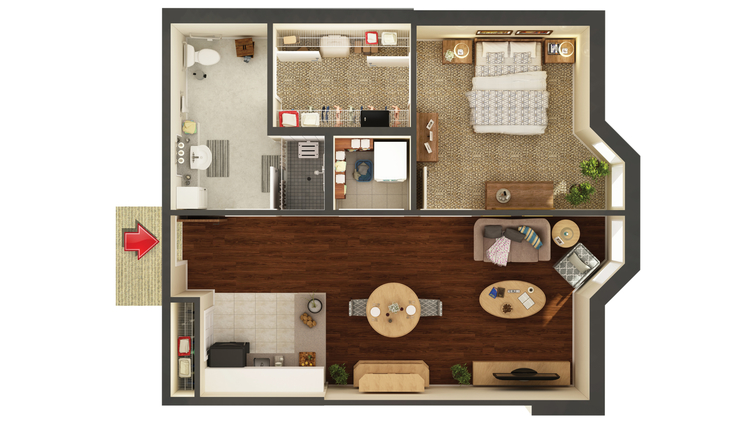 Architectural floor plan layout of a unit