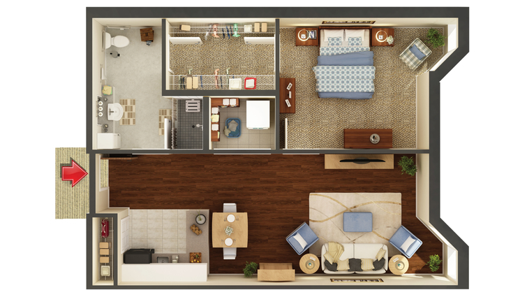 Floor plan of a resident unit