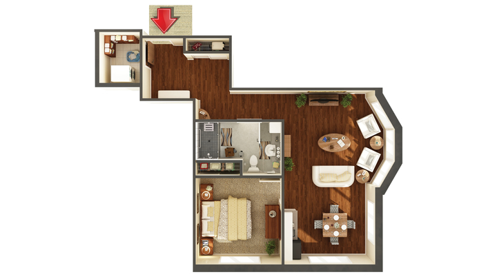 Architectural floor plan of a resident unit.