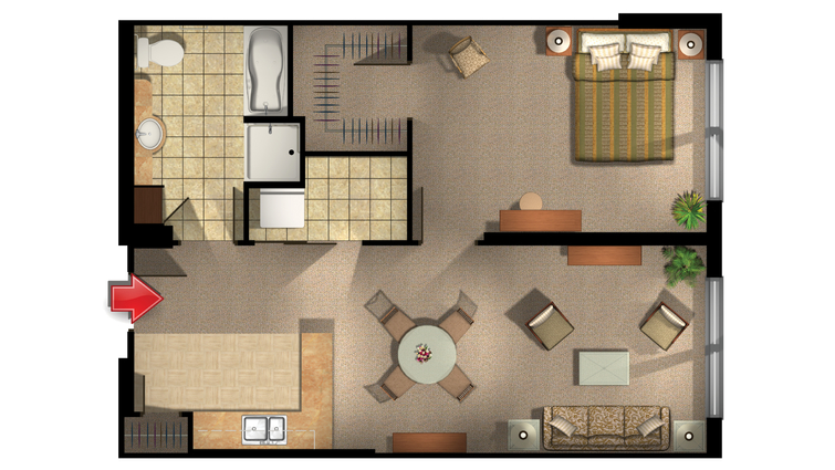 Architectural floor plan layout of a living space.
