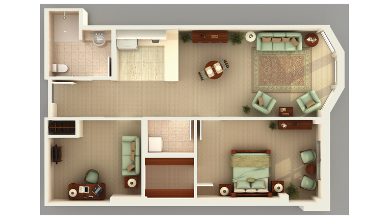 Architectural floor plan of a resident unit
