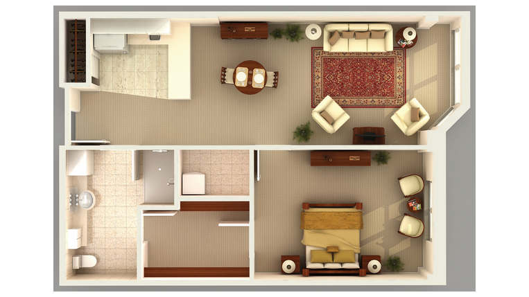 Architectural floor plan of a living unit