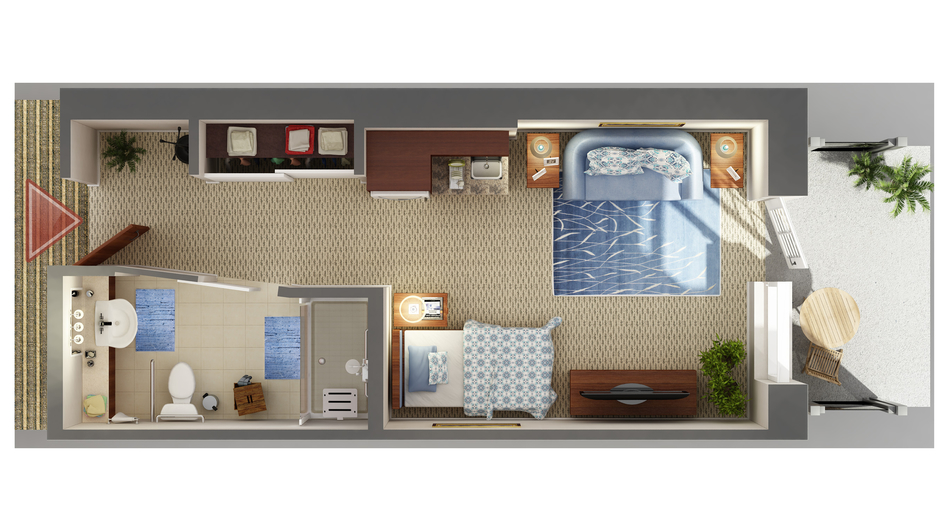 Architectural floor plan of a resident room.