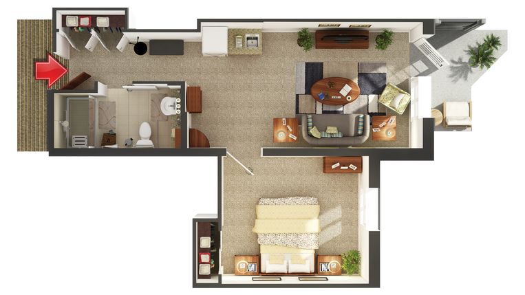 Architectural floor plan of a unit layout.