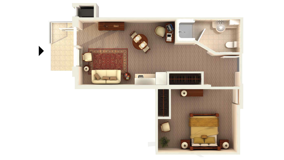 Architectural floor plan of a resident room