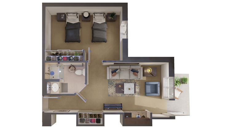 Floor plan layout of a living unit