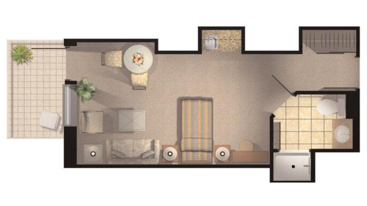 Architectural floor plan of a resident room.