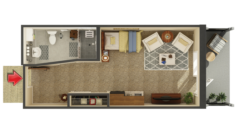 Architectural floor plan of a room
