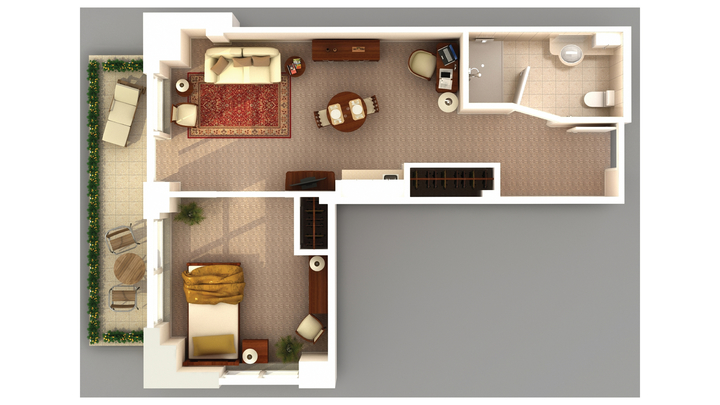 Architectural floor plan of a resident room