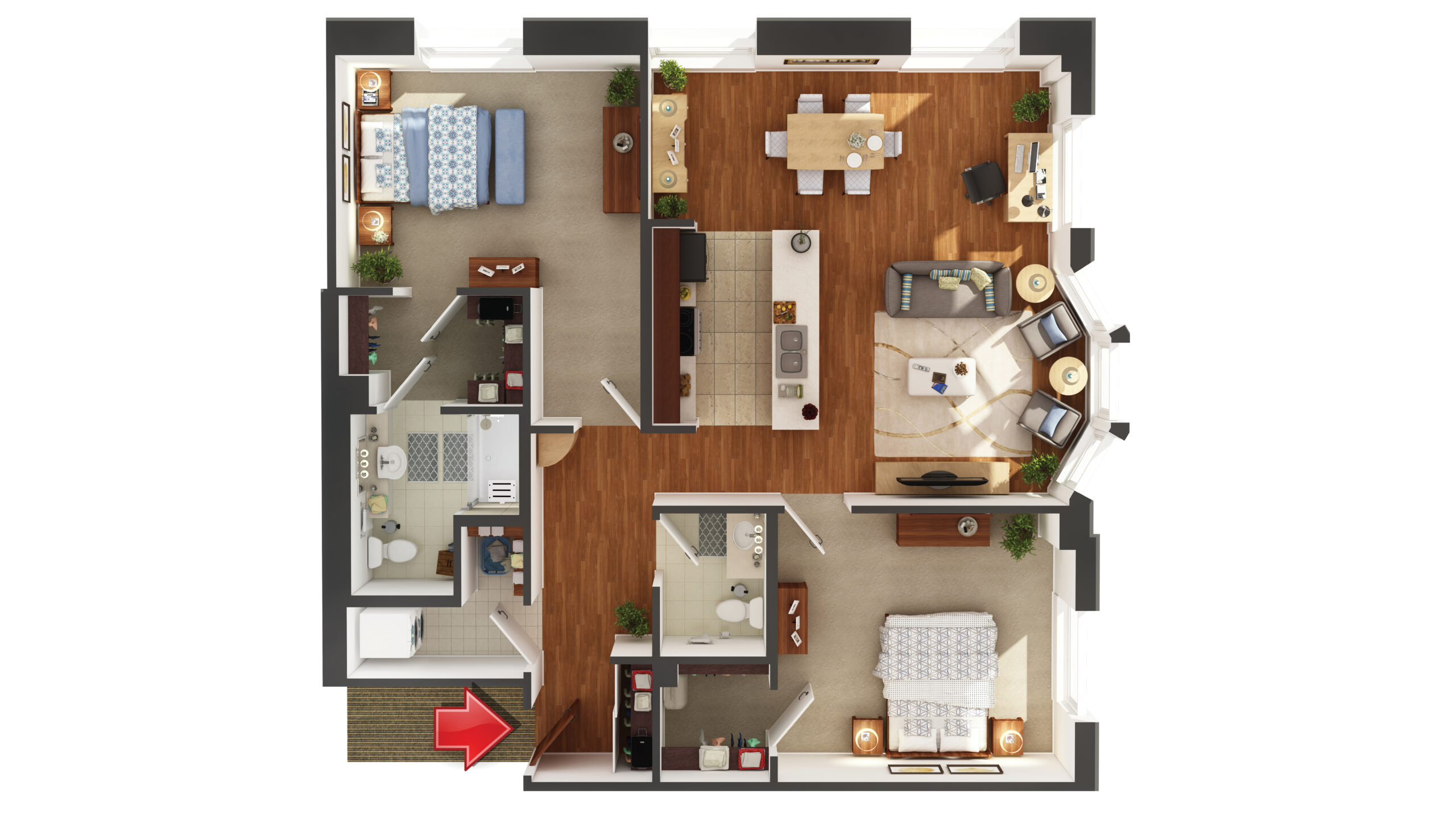 Architectural floor plan layout of a resident unit.