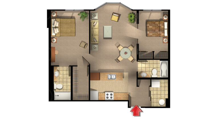Architectural floor plan of an apartment layout.