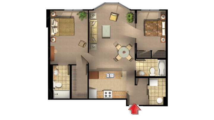 Architectural floor plan of a living space