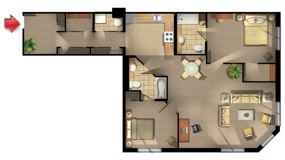 Floor plan of a residential unit