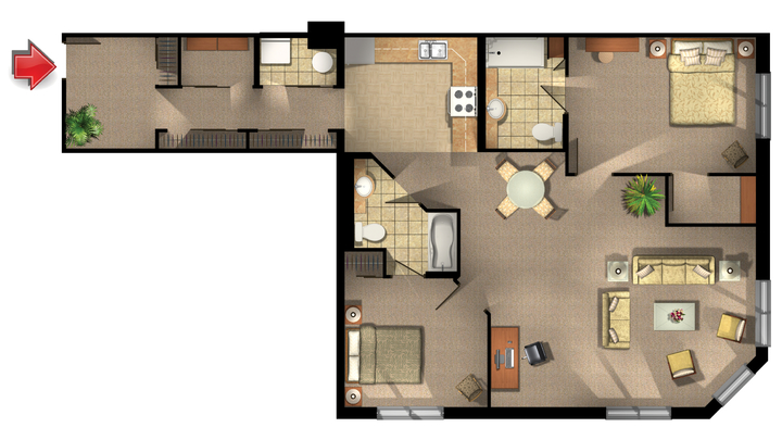 Architectural floor plan of a living space