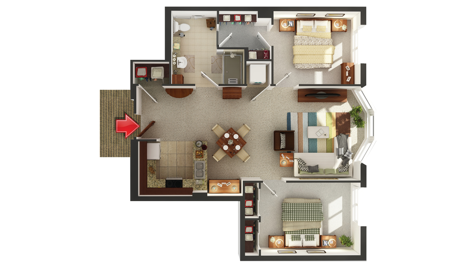 Architectural floor plan with rooms and layout.