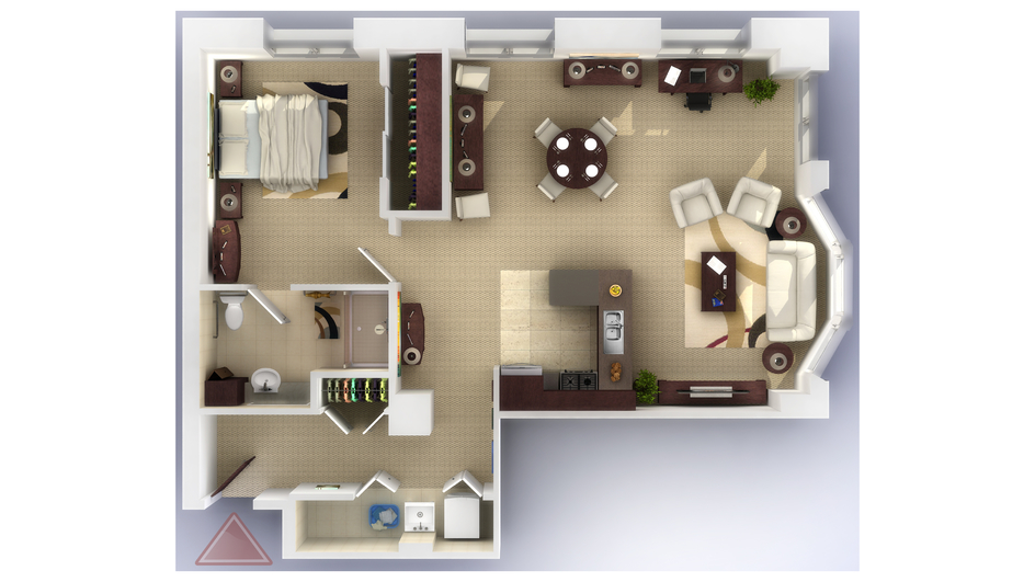 Architectural floor plan of a living unit