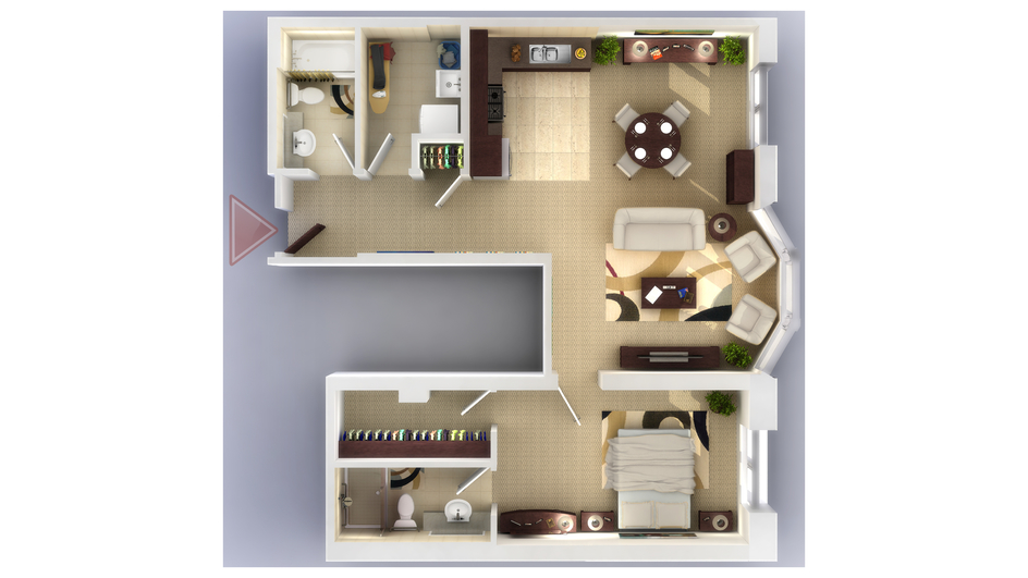 Architectural floor plan of a living unit