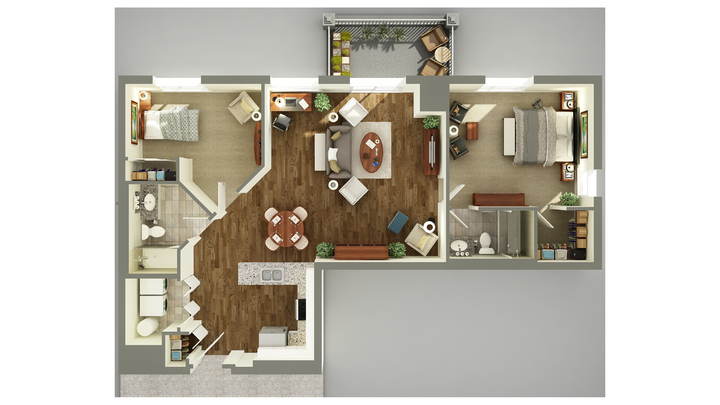 Architectural floor plan layout of a unit.