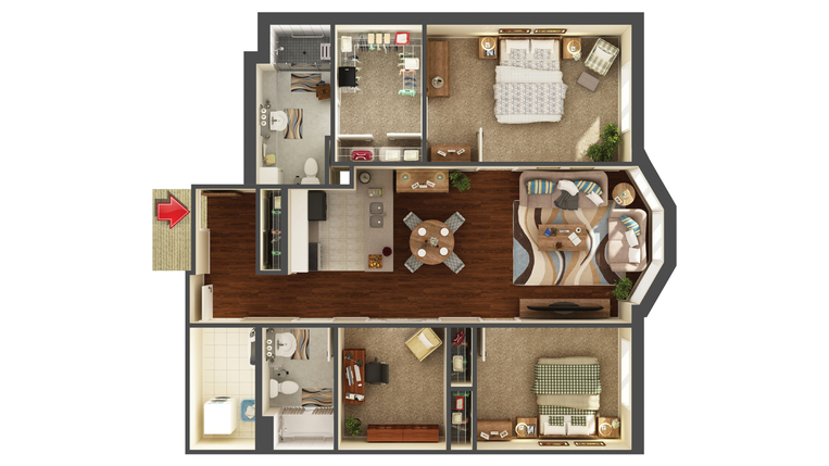 Architectural floor plan of a living space