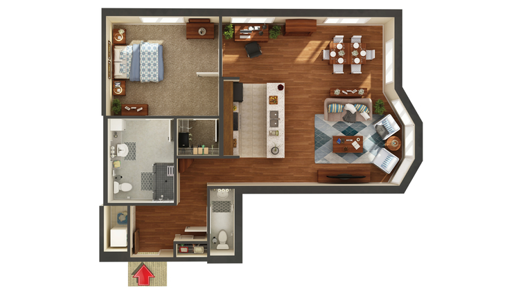 Architectural floor plan of a living space.