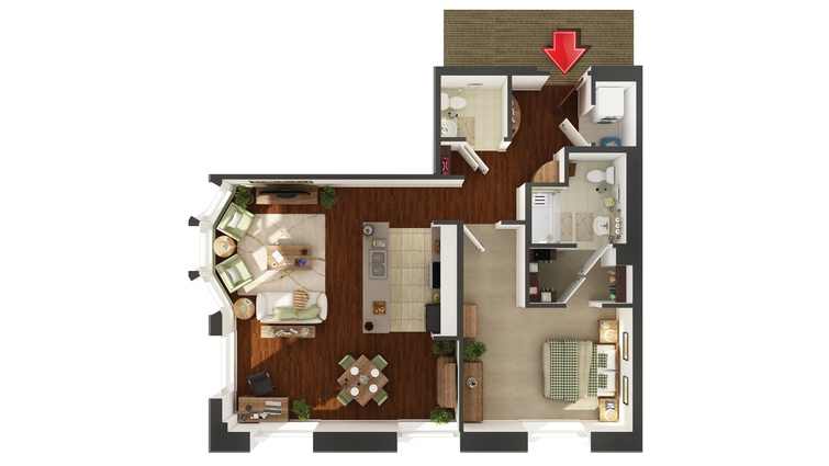 Architectural floor plan layout of a unit