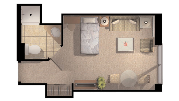 Layout of a private resident room
