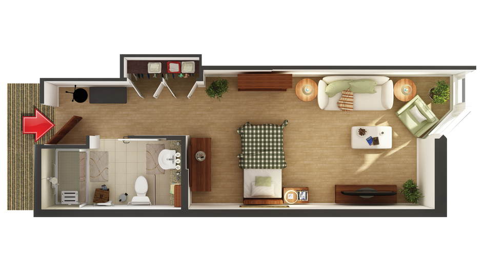 Architectural floor plan layout of a room.
