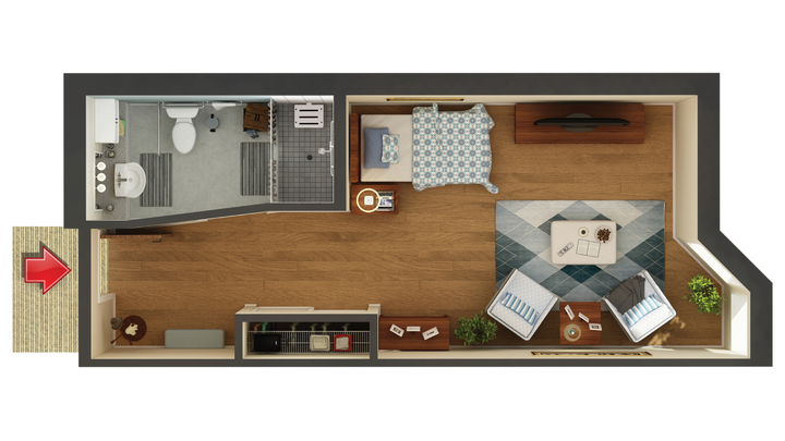 Architectural floor plan of a private room.