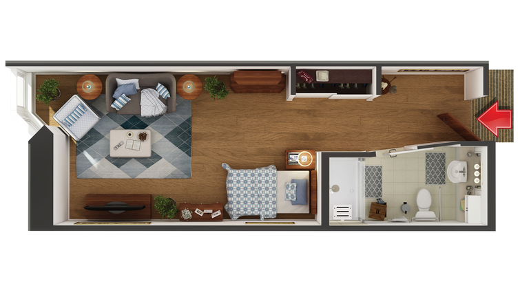 Layout of a private resident room
