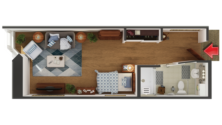 Floor plan of a resident room