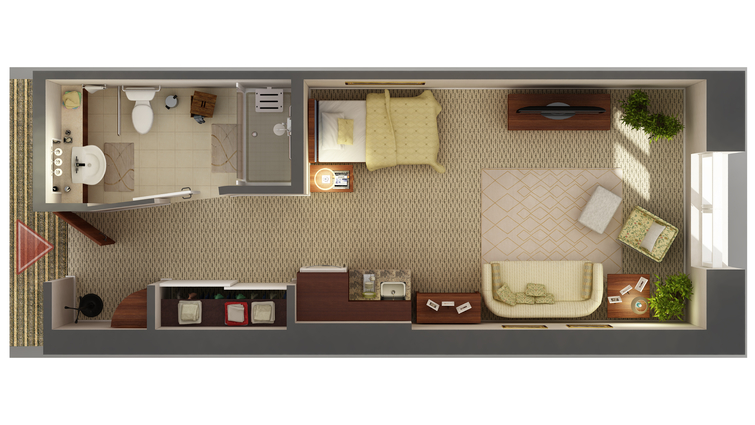 Floor plan of a resident's room.