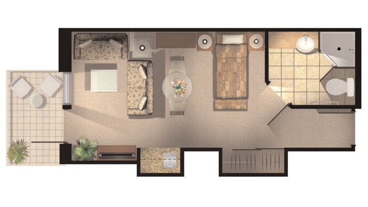 Architectural floor plan of a resident room