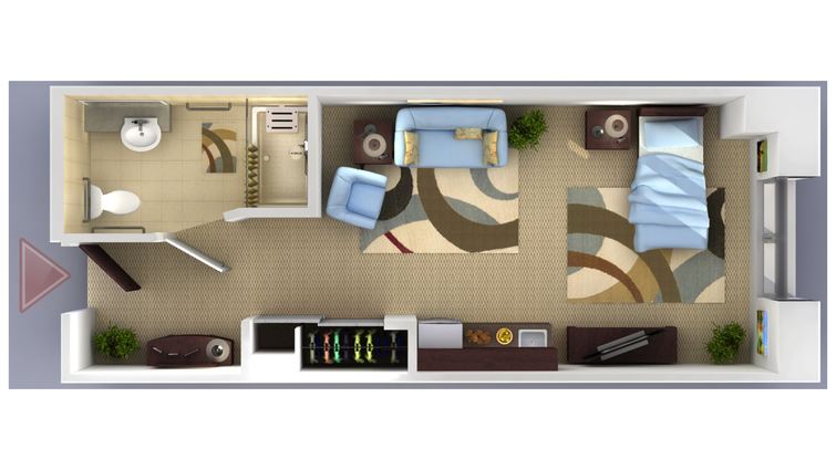 Facility floor plan layout with living space.