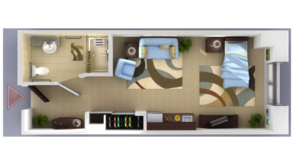 Architectural floor plan of a living unit
