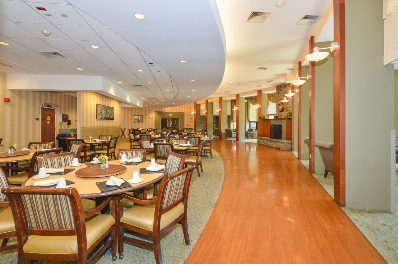 Interior dining room with tables and chairs