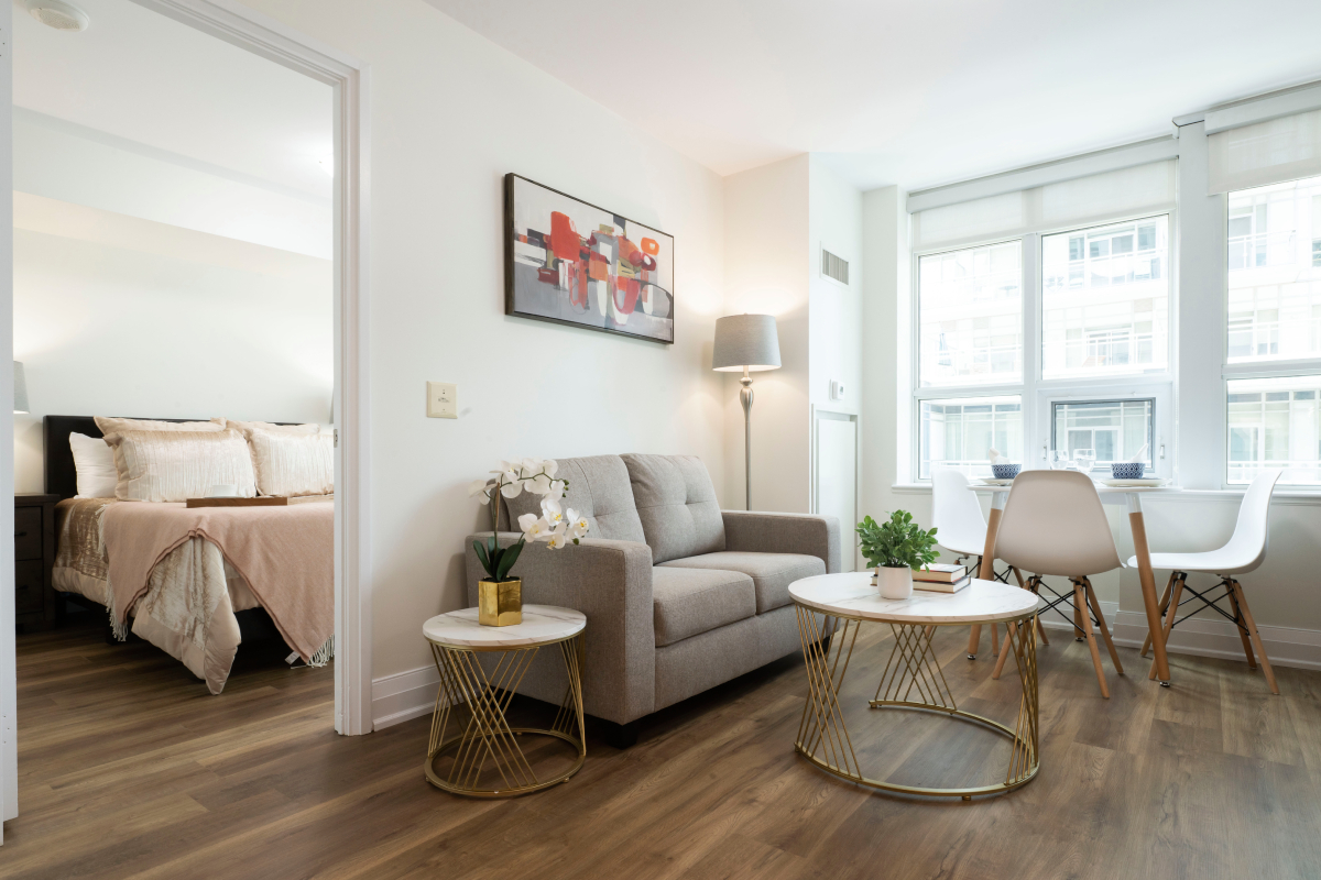 Cozy interior of a resident room with modern decor