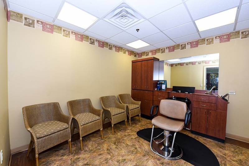 Interior view of a beauty salon setup